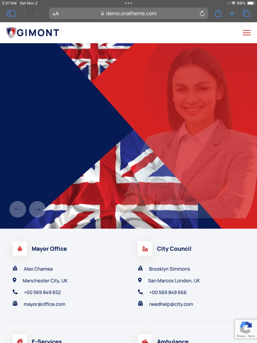 Illustrative public-sector website displayed inside a mobile phone mockup